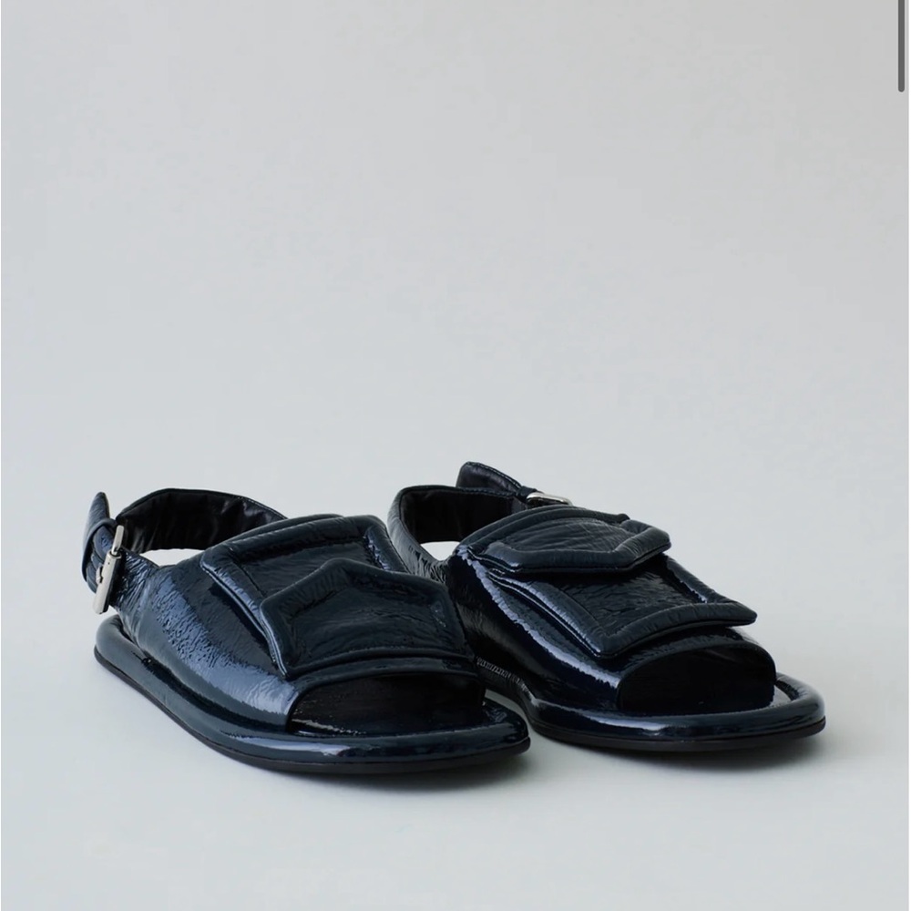 Tibi Slingback Beryen Naplack Sandal size 40 Navy